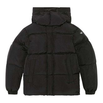 Diesel Heren Effen Gewatteerde Hooded Jas (Zwart)