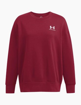 Under Armour Womens Oversize Fit Crew Neck Long Sleeve Sweatshirt - Red - Size: 12