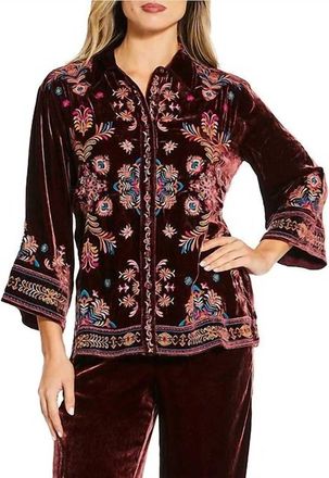 Johnny Was Brandi Kimono Sleeve Shirt In Backberry