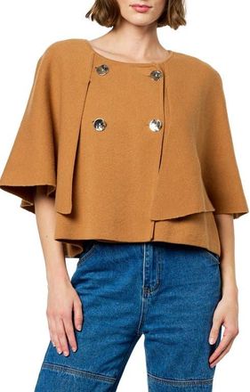 Ciebon Fanny Double Breasted Crop Top in Brown at Nordstrom, Size Large