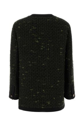 Gucci Womens Multicolor Boucle Overcoat Greenblack Generic Cappotti Coat