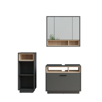 Vicco Conjunto De Muebles De Ba&ntilde;o Beatrice, Antracita/sonoma, 3 Piezas Con Unidad Midi