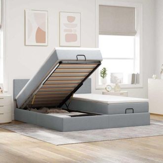 vidaXL Estructura De Cama Otomana Colchones Tela Gris Claro 200x200cm Vidaxl