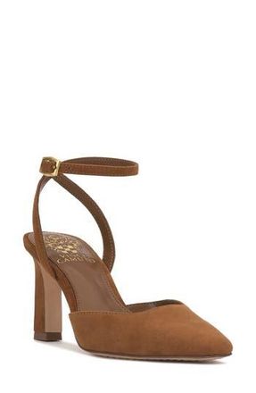 Vince Camuto Galees Ankle Strap Pump in Burnt Sugar Torano Suede at Nordstrom Rack, Size 11