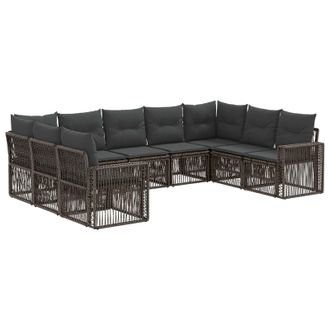 vidaXL Conjunto De Sof&aacute;s De Jard&iacute;n 9 Pcs Gris Y Gris Oscuro Vidaxl