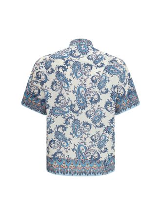 Etro Mens Cotton Shirt With Floral And Paisley Motif X0880