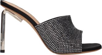 Off-white Black Satin Stiletto Heel Womens Sandals