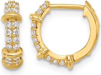Diamond2Deal 10K Yellow Gold Cubic Zirconia Fancy Hinged Hoop Earrings