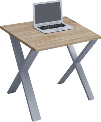 ebuy24 Vcm Wood Desk Al. 76 X An. 80 X P. 50 Cm Mesa De Ordenador Lisa Pies De Metal De Alta Calidad Mesa De Trabajo Muebles De Oficina - Lona U (plata / Rob