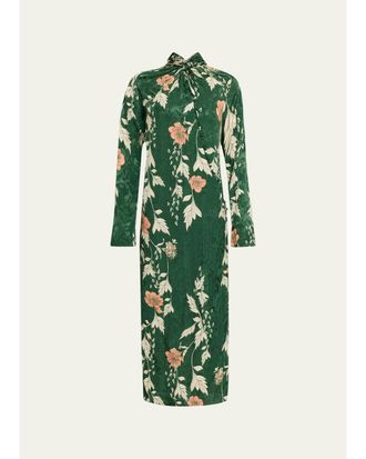 Johanna Ortiz Esencia Femenina Twisted Jacquard Buttoned Maxi Dress