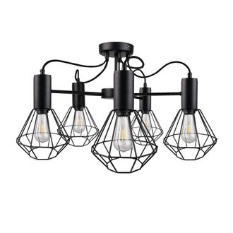 Netlighting Lars Multi Arm Semi Flush Ceiling Light Black 60cm 5x E27