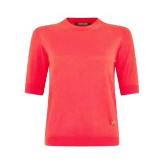 Roberto Cavalli Round-neck Knitwear, female, Red, Size: XS Coral Sweater