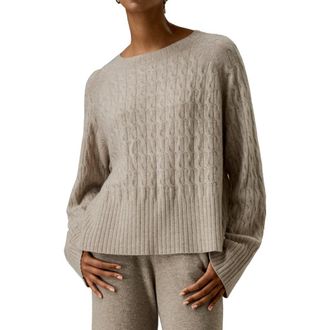 LilySilk Baby Cashmere Cable-knit Sweater in Camel at Nordstrom, Size X-Large