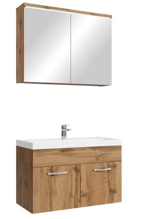 Badplaats Badplaats - Mobile Da Bagno Paso 02 80cm Rovere - Armadio Mobiletto Lavabo