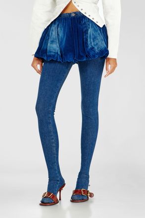 Diesel Short bubble skirt in velvet denim - Skirts - Woman - Blue