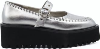 All Black Womens Pin Stud Mary Jane Shoes In Silver