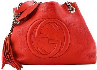 Gucci Red Leather Soho Chain Strap Shoulder Bag Medium (Authentic Pre-Loved)