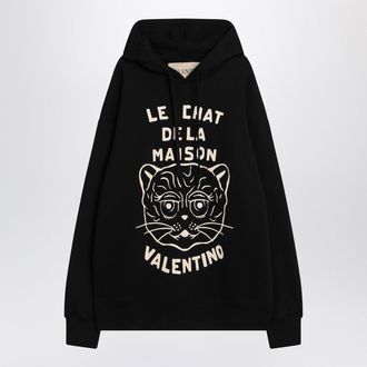 Valentino Black Sweatshirt With Le Chat De La Maison Patch