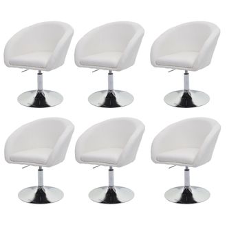 Hhg Nunca Usado] Lote De 6 Sillas De Comedor Hhg 247, Silla De Cocina Silla Giratoria Silla De Sal&oacute;n, Giratoria Regulable En Altura, Tela/textil Crema-bla
