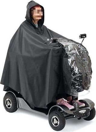 OEM Poncho Para Scooter De Movilidad, Ligero, Impermeable, Con Ventana Visible, Universal, 161141 Cm, Negro, Pvc Y Tafet&aacute;n De Poli&eacute;ster