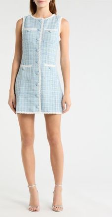 Sugarlips Elviane Tweed Minidress in Light-Blue at Nordstrom, Size X-Large