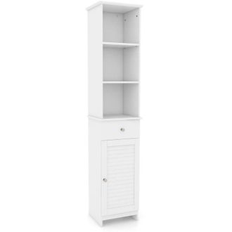 Costway Costway - Freestanding Bathroom Storage Cabinet with 3 Open Shelves-White