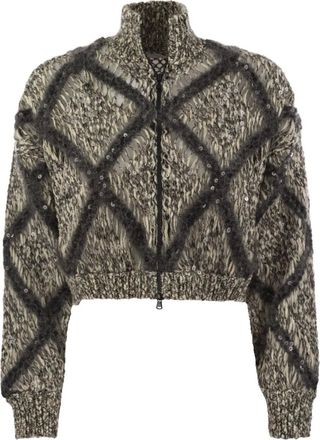 Brunello Cucinelli Cardigan con motivo a rombi - Toni neutri