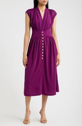 Anne Klein V-Neck Midi Dress in Beet at Nordstrom, Size 10