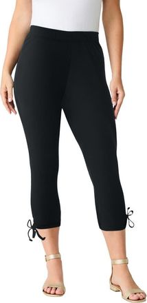 Roaman's Side Tie Ruched Capri in Black at Nordstrom, Size 44