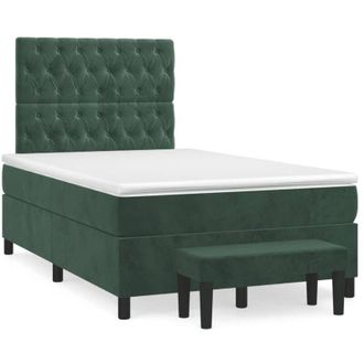 vidaXL Vidaxl - Cama Box Spring Con Colch&oacute;n Terciopelo Verde Oscuro 120x190 Cm
