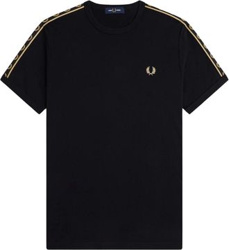 Fred Perry Contrast Tape Ringer T-Shirt - Heren - T-shirts - Zwart - L - Katoen - Tops