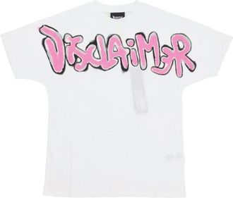 Disclaimer W Logo Crop Tee - Dames - T-shirts - Wit - M - Katoen - Tops