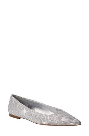 Katy Perry The Hollie Crystal Pointed Toe Ballet Flat in Silver Multi at Nordstrom, Size 8.5