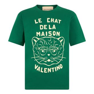 Valentino Garavani T-Shirts, male, Green, Size: XL Cotton T-shirt with graphic print