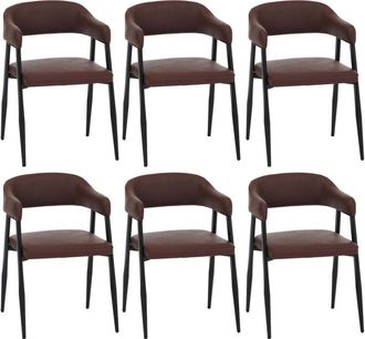 Hhg Juego De 6 Sillas De Comedor Hhg-685, Sillas De Cocina, Sillas Con Respaldo, Sillas Tapizadas, Estilo Industrial Retro Vintage, Cuero Sint&eacute;tico, Marr&oacute;