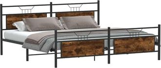 vidaXL Metal Bed Frame without Mattress Smoked Oak 200x200 cm Vidaxl