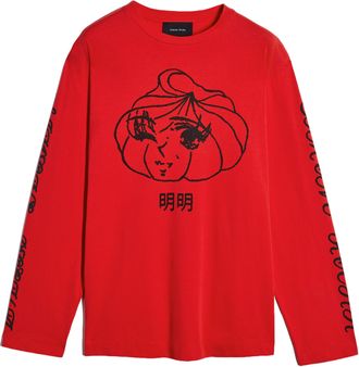 Simone Rocha Dim Sum Logo Print Long Sleeve T-Shirt
