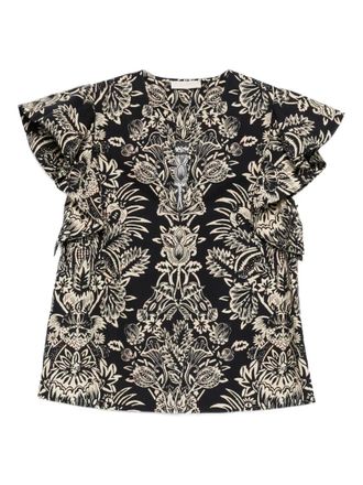 Ulla Johnson Blusa Severine a fiori - Nero