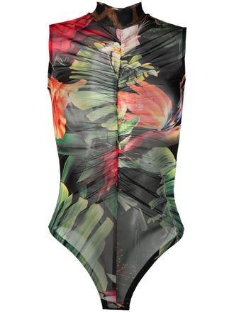 Philipp Plein Body met bloemenprint - Zwart