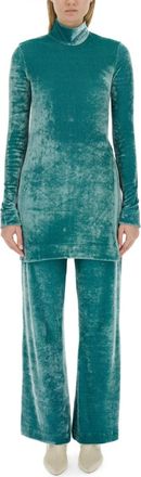 Jil Sander Blue Solid Turtle Neck Top