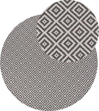 Beliani Beliani - Alfombra Moderna Para Interior Y Exterior Redonda Con Patr&oacute;n Geom&eacute;trico 160 Cm Gris Thrissur