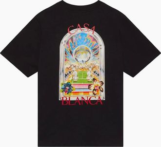 Casablanca Mens Tennis Landscape Regular Fit Black T-Shirt - Size: 38