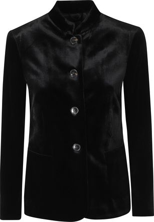 Kiltie Ginevra Black Single-Breasted Velvet Blazer