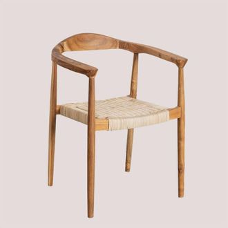 Sklum Sklum - Pacco di 4 sedie da pranzo con braccioli in rattan e legno di teak Kiemer