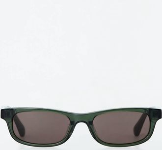 COS Womens Scope Rectangle Translucent Lenses Sunglasses In Green Brown