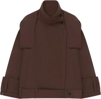 &Aacute;eron Asymmetrisch linnen jack met rits - Bruin