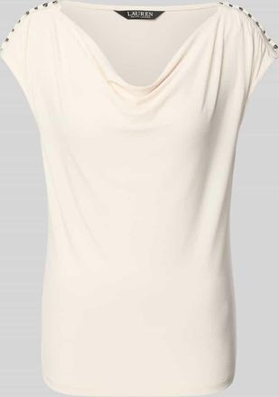 Lauren Ralph Lauren T-Shirt mit Wasserfall-Ausschnitt in Offwhite, Gr&ouml;&szlig;e M