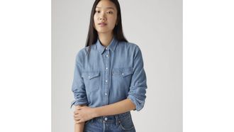 Levi's Iconic Western Linen+ Denim Shirt - Womens - XS - Blue