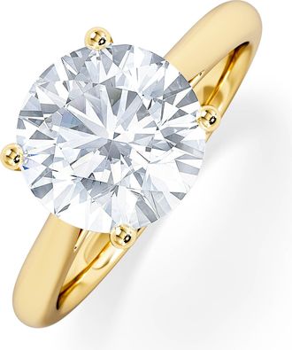 The Diamond Store Elysia 3.00ct Lab Diamond Round Cut Engagement Ring in 18K Yellow Gold G/VS1