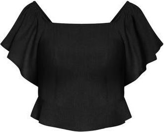 City Chic Samara Crop Top in Black at Nordstrom Rack, Size Xl/22W